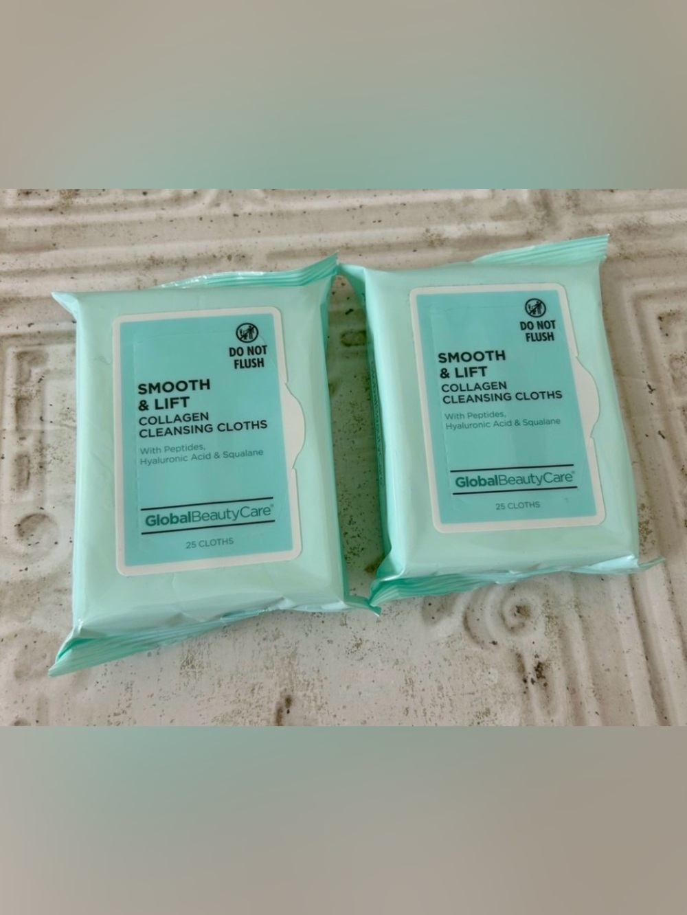 Global Beauty Care Smooth and Lift Collagen Cleansing Wipes 25ct Lot of 2 Packs